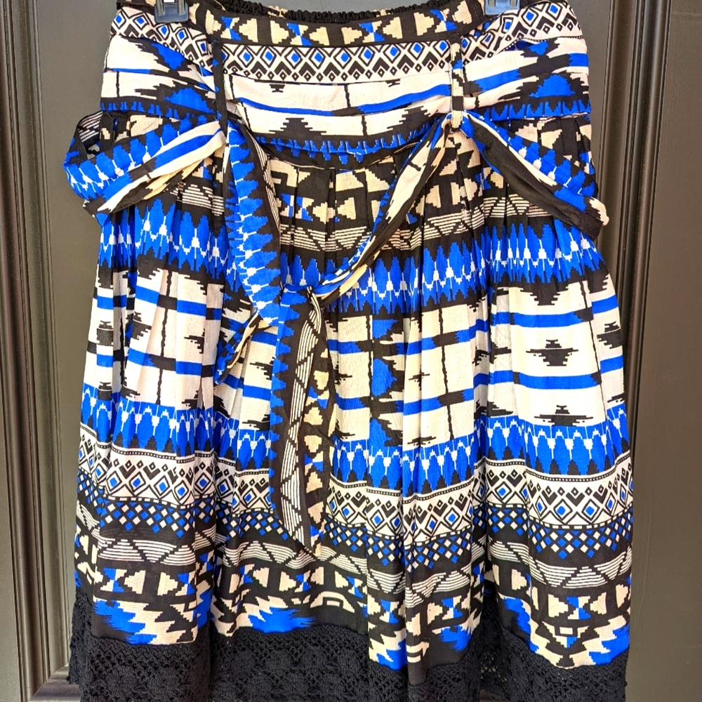 Blue Aztec Print Skirt NWT